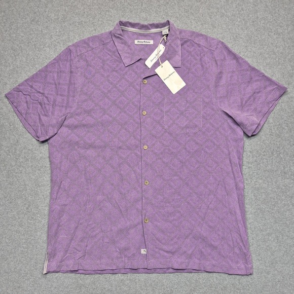 Tommy Bahama Other - Tommy Bahama Shirt Mens 2XL Purple Solid Diamond Isle Jacquard Button Down NWT